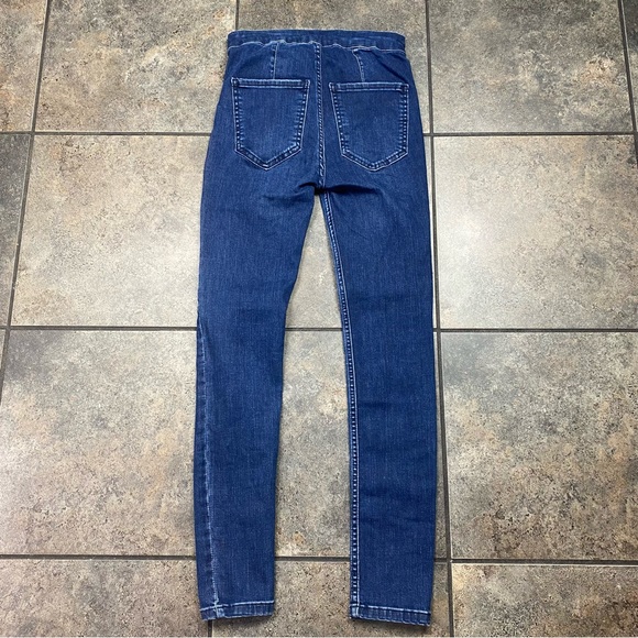 Women’s Free People Shoe Tie Lace Up Denim Blue Jeans Size 25 - Picture 3 of 6